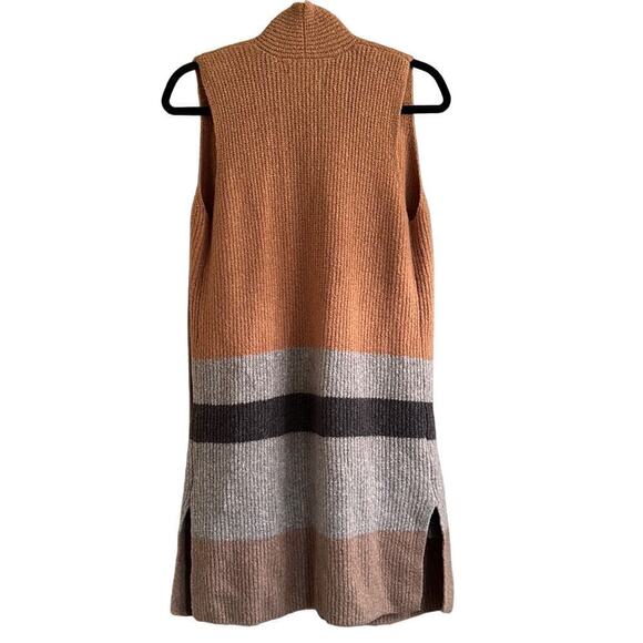 Loft Women’s Color Blocked Striped Sleeveless Cozy Sweater Vest Sz S Oversized - Picture 2 of 5